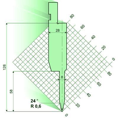 Punzones para plegar / aplastar 24°
