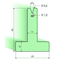 Matrices en T 30°, H=80mm