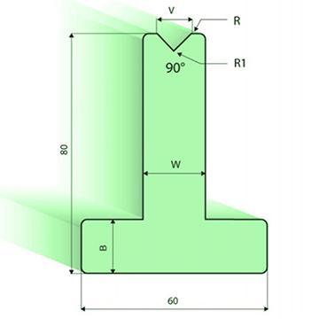 Matrices en T 90°, H=80mm