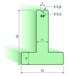 Matrices en T 88°, H=120mm