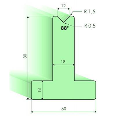 Matrices en T 88°, H=80mm