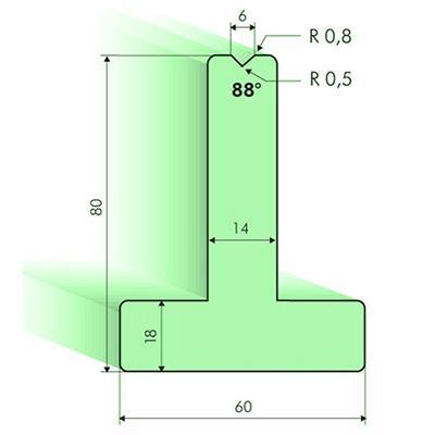 Matrices en T 88°, H=80mm