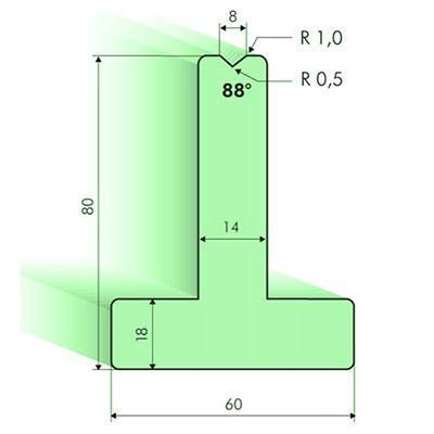 Matrices en T 88°, H=80mm