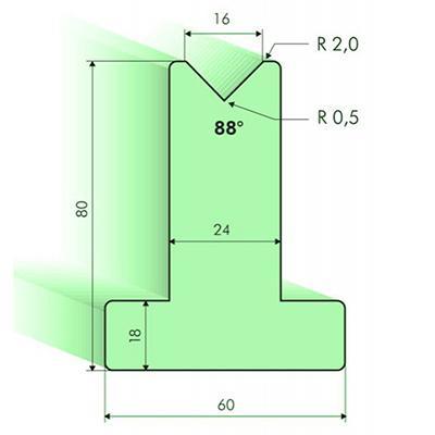 Matrices en T 88°, H=80mm