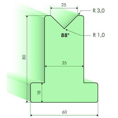 Matrices en T 88°, H=80mm