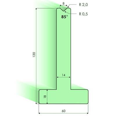 Matrices en T 85°, H=120mm