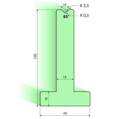 Matrices en T 85°, H=120mm