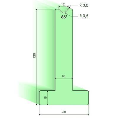 Matrices en T 85°, H=120mm