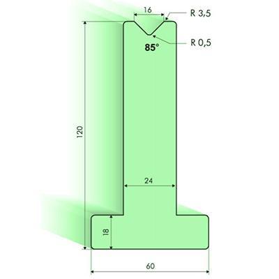 Matrices en T 85°, H=120mm
