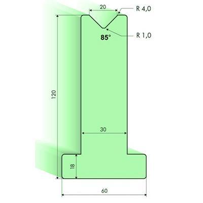 Matrices en T 85°, H=120mm