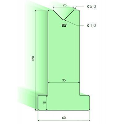 Matrices en T 85°, H=120mm