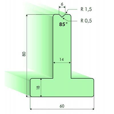 Matrices en T 85°, H=80mm