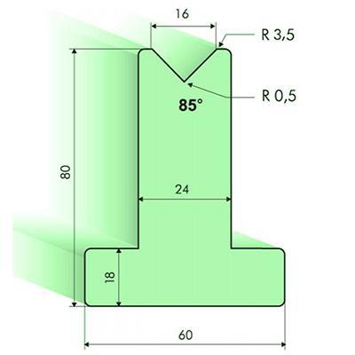 Matrices en T 85°, H=80mm
