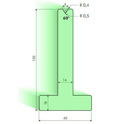 Matrices en T 60°, H=120mm