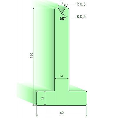 Matrices en T 60°, H=120mm
