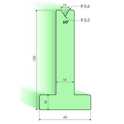 Matrices en T 60°, H=120mm