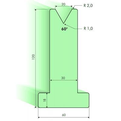 Matrices en T 60°, H=120mm