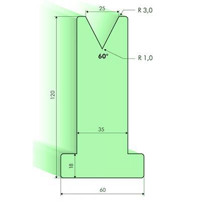 Matrices en T 60°, H=120mm