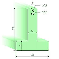 Matrices en T 60°, H=80mm