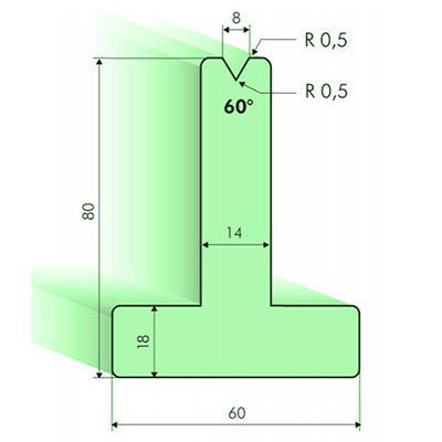 Matrices en T 60°, H=80mm