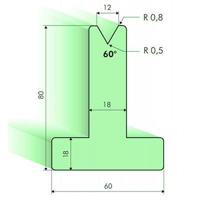 Matrices en T 60°, H=80mm