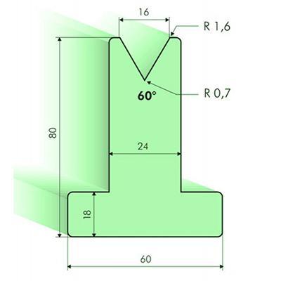 Matrices en T 60°, H=80mm