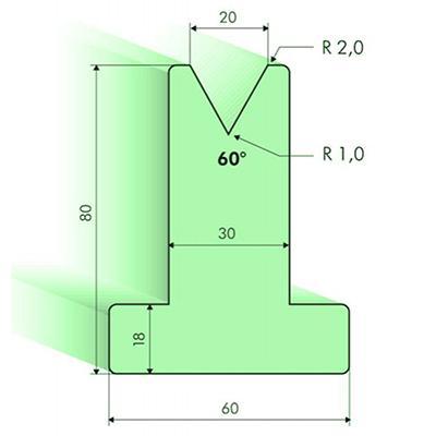 Matrices en T 60°, H=80mm