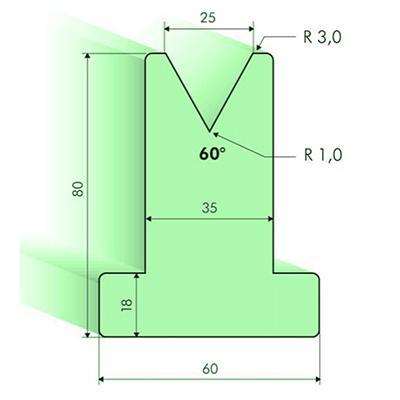 Matrices en T 60°, H=80mm