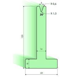 Matrices en T 30°, H=120mm
