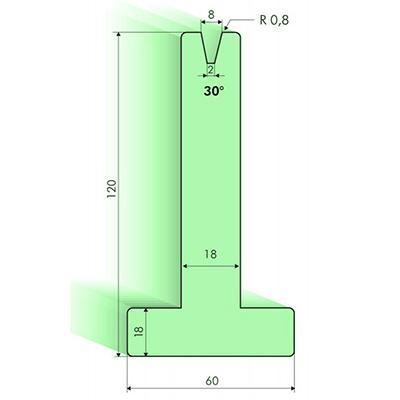 Matrices en T 30°, H=120mm