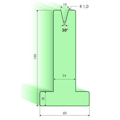Matrices en T 30°, H=120mm