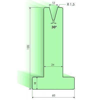Matrices en T 30°, H=120mm