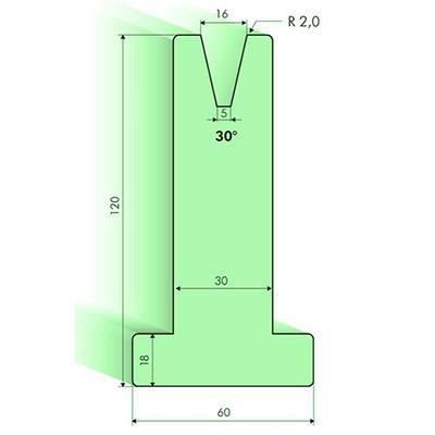 Matrices en T 30°, H=120mm