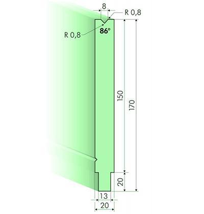 Matrices 86°, H=150mm