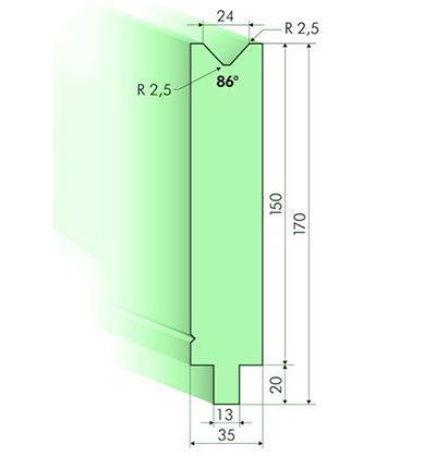 Matrices 86°, H=150mm