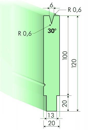 Matrices 30°, H=100mm