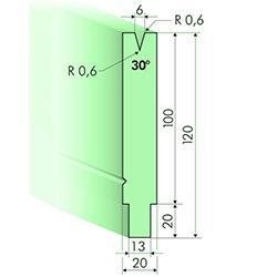 Matrices 30°, H=100mm