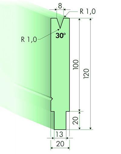 Matrices 30°, H=100mm