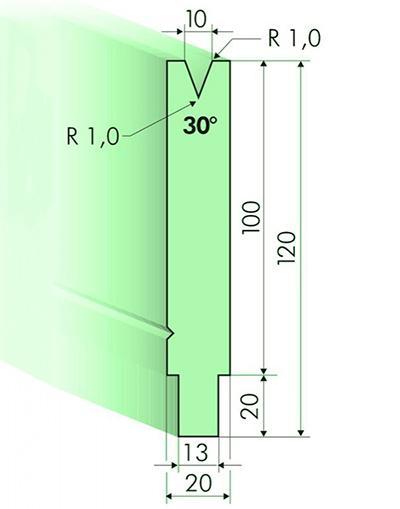 Matrices 30°, H=100mm