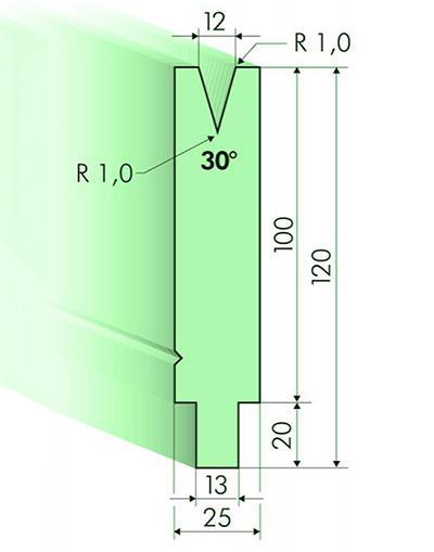 Matrices 30°, H=100mm