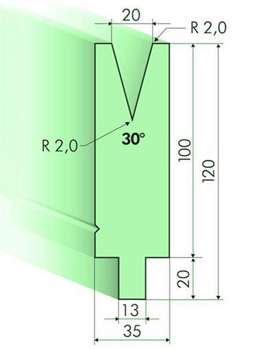 Matrices 30°, H=100mm