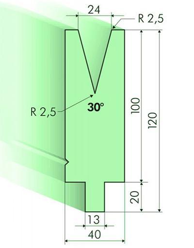 Matrices 30°, H=100mm