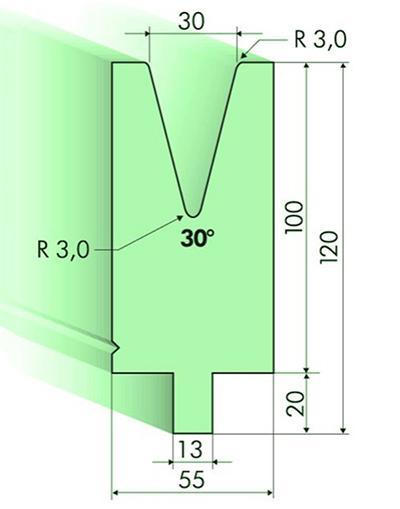 Matrices 30°, H=100mm