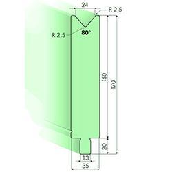 Matrices 80°, H=150mm