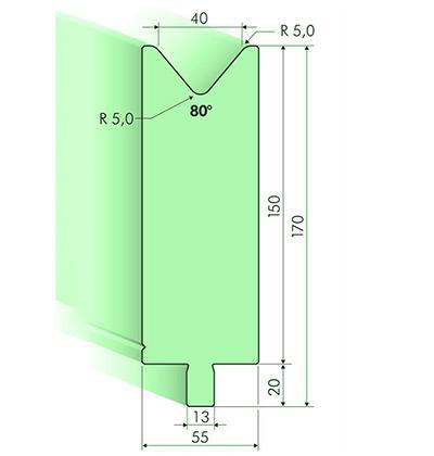 Matrices 80°, H=150mm