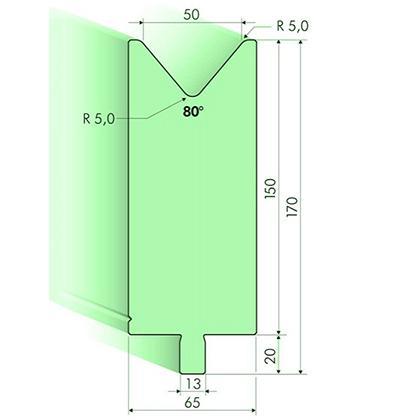 Matrices 80°, H=150mm