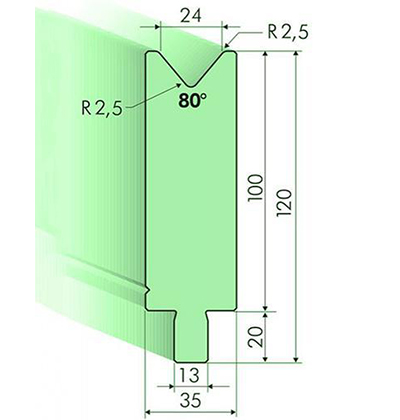 Matrices 80°, H=100mm