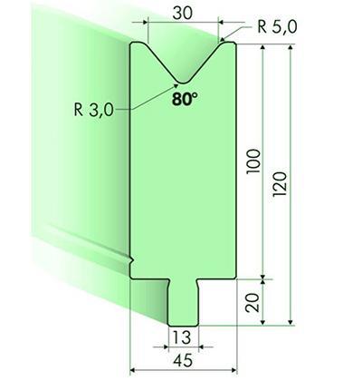 Matrices 80°, H=100mm