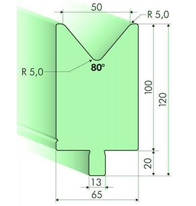 Matrices 80°, H=100mm