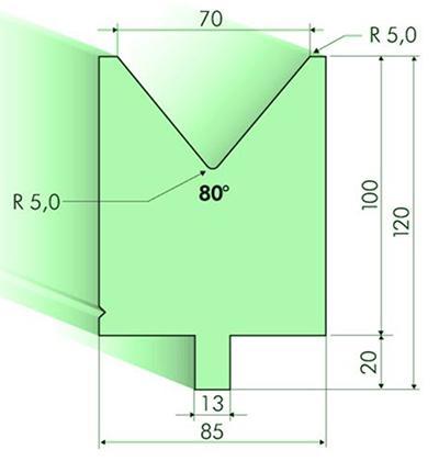 Matrices 80°, H=100mm